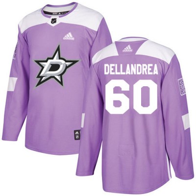 Adidas Dallas Stars #60 Ty Dellandrea Purple Authentic Fights Cancer Stitched NHL Jersey Men's
